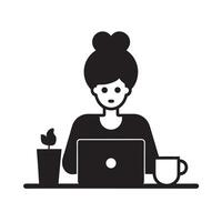 Remote worker with laptop and coffee vector