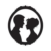 Romantic lovers framed in cameo design vector