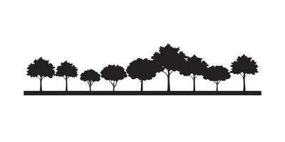 Varied trees in a line silhouette vector