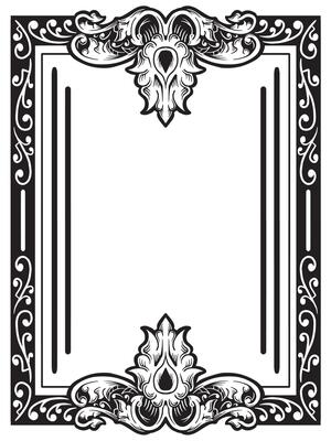 Swirly Corner Frame Outline in Black Ink