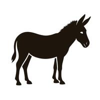 Black Donkey Silhouette On White Background With Detailed Features And Isolated Design vector