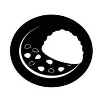 Minimalist Black And White Food Icon Of Rice And Beans On A Plate vector