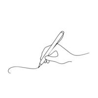 Hand Writing With Pen In One Continuous Line Drawing Style vector