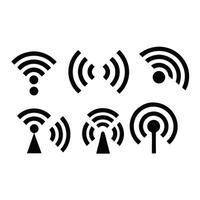 Black And White Wireless Signal Icon Set Communication Technology Design vector