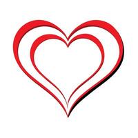 Red Heart Shape With Black Shadow For Love And Valentines Day Design vector