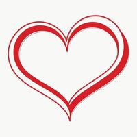 Double Red Outline Heart With Soft Shadow Isolated On Off White Background vector