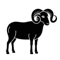 Silhouette Illustration Of A Standing Ram With Curled Horns vector