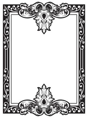 Black Frame with Swirly Outline Corners