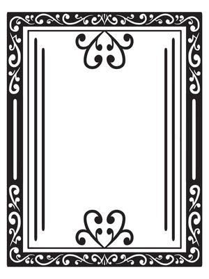 Black and White Ornamental Frame Outline Illustrations