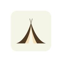 Camping tent icon design with brown and cream color combination. vector