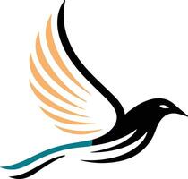 The bird is in flight with its wings spread wide vector