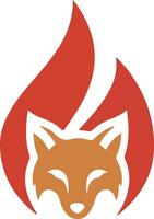 A flame symbol that smoothly transitions into a fox's face vector