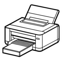 Black And White Line Art Illustration Of A Modern Printer Machine Device vector