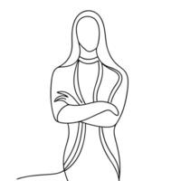 Continuous Line Drawing Of A Confident Woman In Blazer With Arms Crossed vector