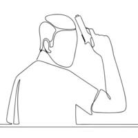 Man Holding Gun To Head Continuous Line Drawing Suicide Concept vector