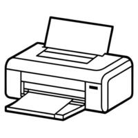 Printer Outline Illustration For Office Equipment And Technology Concepts Isolated On White vector