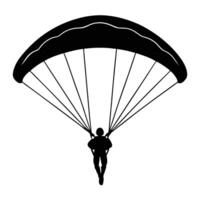 Silhouette Of Skydiver With Parachute Isolated On White Background Graphic Element vector