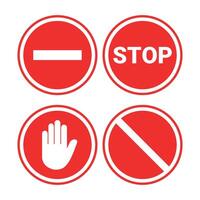 red round background stop icon collection vector
