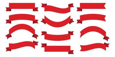 Ribbon banner set. Simple red ribbon vector