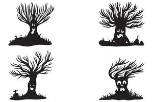 Minimalist Tree and Trunk Silhouette Set vector