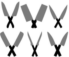 set collections crossed knives icon. sharp knife symbol design illustration vector