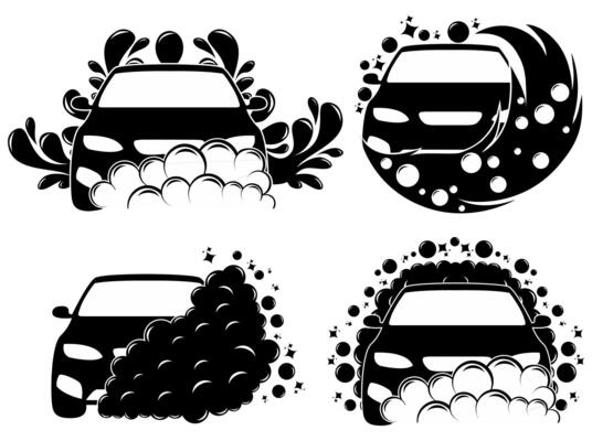 set of car wash with foam and soap icon. automobile cleaning symbol. detailing car service design illustration