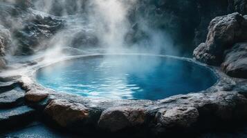 Geothermal Bath with Rock Formations photo