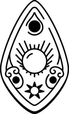 A hand drawn style icon of planchette tattoo