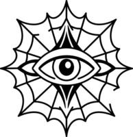 A hand drawn style icon of cobweb eye tattoo vector