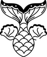 A hand drawn style icon of mermaid tail tattoo vector