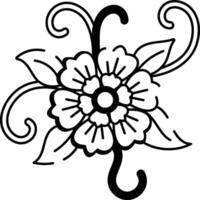 A sketchy style icon of wildflower tattoo vector