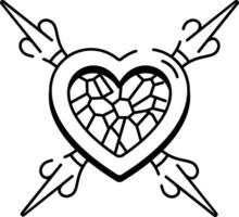 A sketchy style icon of crystal heart tattoo vector