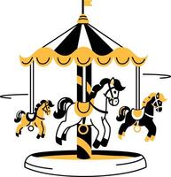A hand drawn style illustration of a carousel vector