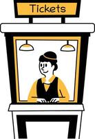 A hand drawn style illustration showing a ticket booth vector