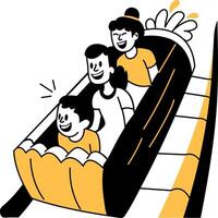 Hand drawn style illustration showing people enjoying log ride vector