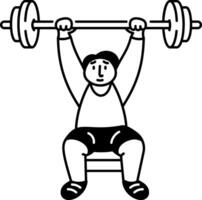 Man doing weightlifting sketchy style icon vector
