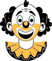 Funny clown face illustration in hand drawn style vector