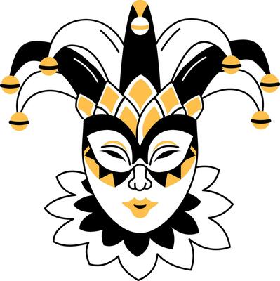A hand drawn style illustration of a carnival mask