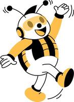 A hand drawn style illustration of a bee mascot vector