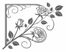 rose and swirls design in the shape of a letter vector