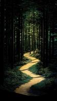 Sunlit Winding Forest Trail photo