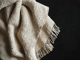 Sustainable Throw Blanket Composed Of Natural Fibers With Fringe Detail photo