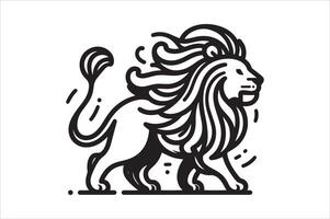 King of the Jungle Lion Outline Sketch vector