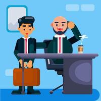 Big bos introduce new employee, interview with new employee vector