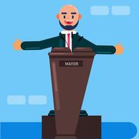 The mayor is giving a speech in front of the residents vector