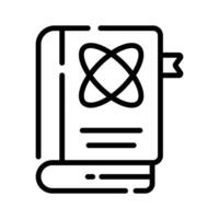 Here is an outline style icon of physics book vector