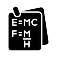 Grab this glyph icon of physics notes with formula, vector