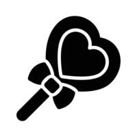 Easy to use glyph style icon denoting heart lollipop vector