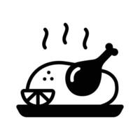 Get a glimpse of roasted chicken icon designed in glyph style. vector