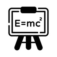 Have a look at this glyph icon showing physics lecture,. vector